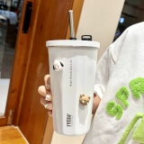 Высококачественный стакан, летняя трубочка, вместительная и большая чайная чашка со стаканом