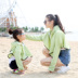 Mẹ và con gái bên bờ biển mặt trời bảo vệ quần áo cha mẹ và con mùa hè ăn mặc mẹ và con trai ngoài trời bãi biển áo khoác ngắn trẻ em siêu mỏng của điều hòa không khí phù hợp với dài tay áo chống nắng toàn thân cho trẻ em Quần áo ngoài trời cho trẻ em