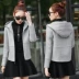 2018 mùa xuân mới áo len nữ phần ngắn Hàn Quốc phiên bản của Slim sinh viên rắn màu trùm đầu độn áo len triều áo khoác dài hàn quốc Áo khoác ngắn