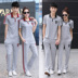 Couple thể thao phù hợp với mùa hè nam ngắn tay thể thao giản dị bông nam giới và phụ nữ chạy quần áo tập thể dục trung niên kích thước lớn bộ quần áo thể thao adidas Thể thao sau