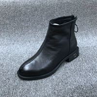 Демисезонные кожаные флисовые короткие сапоги с молнией, ботинки, из натуральной кожи, 2020