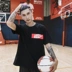 2019YBDL xu hướng thể thao nguyên bản áo thun ngắn tay nam slam dunk bóng rổ quần áo bé trai thời trang áo thun ruy băng - Áo phông thể thao Áo phông thể thao