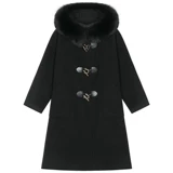 Зимнее двусторонное шерстяное шерстяное пальто с капюшоном, кашемировая куртка, в западном стиле