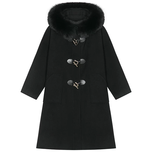 Зимнее двусторонное шерстяное шерстяное пальто с капюшоном, кашемировая куртка, в западном стиле