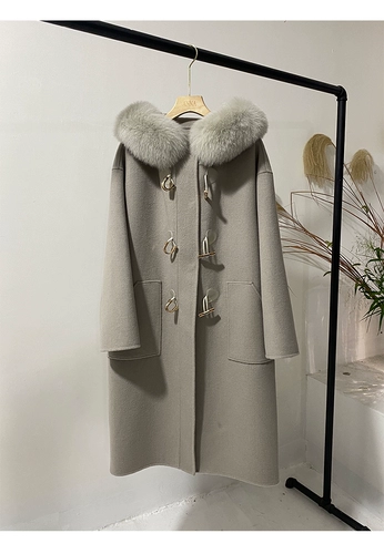 Зимнее двусторонное шерстяное шерстяное пальто с капюшоном, кашемировая куртка, в западном стиле