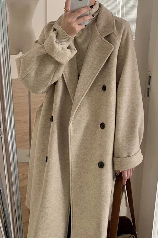 Woolen coat, winter long jacket, plus size, 2023, high-quality style, mid-length, oversize