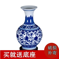 Фарфоровая антикварная глина, сине-белое украшение в форме цветка для гостиной, маленькая вазочка