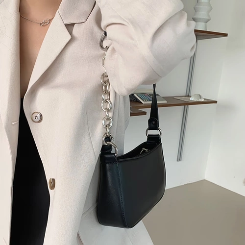 Небольшая дизайнерская сумка подмышку, чай с молоком, ретро сумка через плечо, сумка на одно плечо, цепь, изысканный стиль, французский стиль