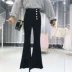 Hàn Quốc phiên bản của đơn ngực khí hoang dã bùng quần nữ 2018 mùa thu và mùa hè mới cao eo slimming jeans quần bò rách nữ Quần jean