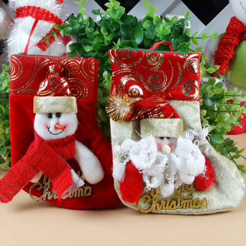 Маленькие рождественские носки подарочный пакет Санта -Клаус Санта -Носки Кенди Сумки Рождественский снеговик Стоковой сумка для рождественского дня рождения рождественский день рождения