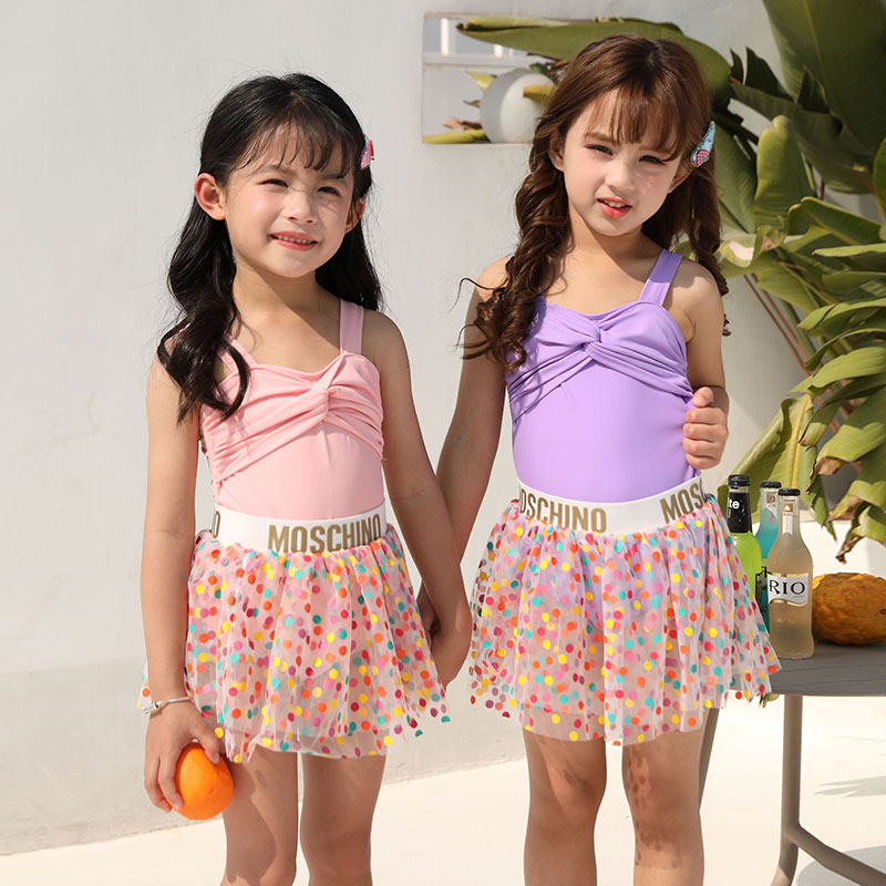 Girl Princess One-Piece Skirt Little Girl Swimwear Student Children's Swimwear Lovely Split Yarn Skirt Wearing Summer