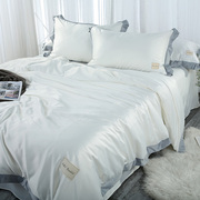 Băng lụa bốn mảnh hai mặt căng thẳng giường satin giường đơn giản trắng Châu Âu mượt khỏa thân ngủ mùa hè mùa hè mát mẻ