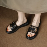 Металлические модные универсальные слайдеры на платформе, европейский стиль, из натуральной кожи, 2023