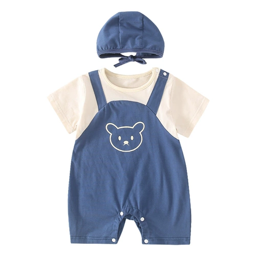 Летнее тонкое боди для раннего возраста для выхода на улицу для новорожденных подходит для мужчин и женщин, милые нарукавники для девочек, комплект, в западном стиле, короткий рукав