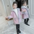 Áo khoác bé gái mùa thu đông 2018 phiên bản mới của Hàn Quốc thời trang áo len trẻ em lớn dành cho trẻ em dày len dài áo khoác Jean bé gái cá tính Áo khoác
