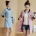 2018 đầu mùa thu phong cách mới collarless áo gió nữ phần dài Hàn Quốc phiên bản của mùa xuân và mùa thu phần mỏng sinh viên đơn giản slim slimming jacket áo khoác nữ trung niên Trench Coat