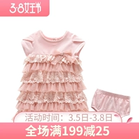 Детское платье, хлопковая юбка для девочек, наряд маленькой принцессы, короткий рукав