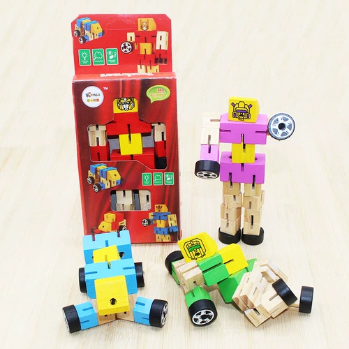 Деревянный трансформер, кубик Рубика, вариационный робот, трехмерный транспорт, конструктор, игрушка, Кинг-Конг
