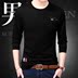 Dài tay T-Shirt nam in màu rắn vòng cổ từ bi nam thanh niên của Hàn Quốc phiên bản của chiếc áo Mỏng mua áo thun nam Áo phông dài