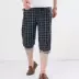 Quần âu nam 7 điểm kẻ sọc kẻ quần lửng rộng kích thước lớn nhanh khô quần short cotton mỏng phần chân quần rộng quần jean nam cao cấp 3/4 Jeans