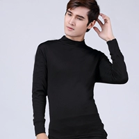 Cổ áo cao cổ nam cộng với áo thun nhung đen siêu mỏng đồ lót siêu mỏng Áo khoác cashmere mỏng với áo nhung đáy áo giữ nhiệt lót nỉ