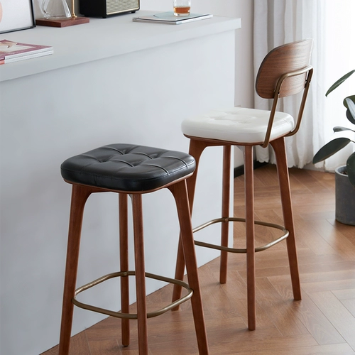 Xi Zuo Retro Bar Designer с твердым деревом стул Современный легкий роскошный железный стул Дом высокий стул высокий