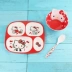 Hello Kitty Trẻ Em Bộ Dao Kéo Pha Chế Tấm Bé Bát Muỗng Tấm Bé Phim Hoạt Hình Trẻ Em Dễ Thương Ăn Bát đũa ăn cơm Đồ ăn tối