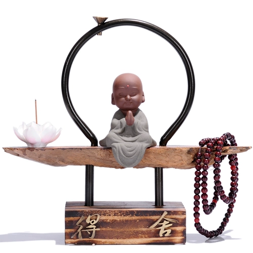 Выветрившаяся деревянная перевернутая благовония Печь Zen Декоративный дом, домашнее исследование, маленький монах, керамический маленький песчаный творческий украшение