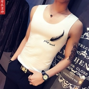 Mùa xuân và mùa hè thể dục thể thao vest t-shirt nam không tay mỏng V-Cổ mồ hôi vest xu hướng T dưới Slim vest nam