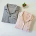 Quần đảo Nhật Bản nhung đôi đồ ngủ mùa thu và mùa đông mỏng siêu sọc đơn giản nam nữ đơn giản phục vụ nhà bộ đồ thu đông trung niên Cặp đôi