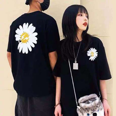 【两件更优惠】长安故里情侣装闺蜜装仙鹤小雏菊夏装短袖t恤大码
