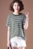 Áo phông nữ cỡ lớn 200 kg phiên bản Hàn Quốc của áo thun ngắn tay nữ mùa hè 2019 mới thêu áo sọc mỏng - Cộng với kích thước quần áo quần nữ đẹp Cộng với kích thước quần áo