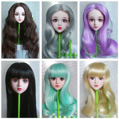 taobao agent 4 Frequent Hearts Doll Official with Wig Produced High -temperature Silk BJD long straight hair curly hair Qi bangs without baby head