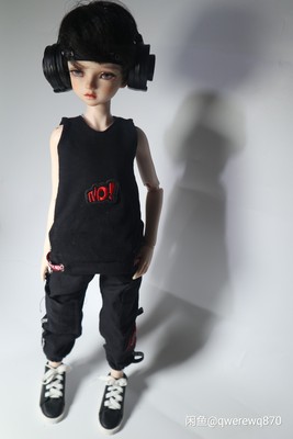 taobao agent Bjd cat black sauce BJD baby clothing 6 points 4 points hip -hop style hip -hop clothes baby clothing work pants