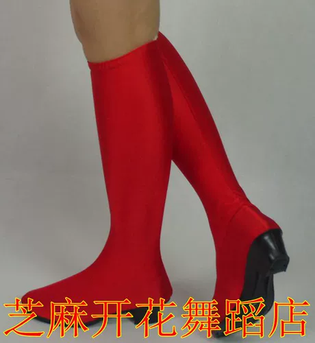 Этнические ботинки, красные эластичные высокие сапоги