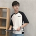 Ulzzang ngắn tay của nam giới lỏng lẻo vài năm điểm tay áo nửa-shirt Hàn Quốc phiên bản của xu hướng sinh viên Harajuku t-shirt bf gió áo sơ mi áo khoác đôi nam nữ Áo khoác đôi
