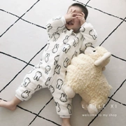 Đồ ngủ trẻ em một mảnh lông cừu san hô 1-3 tuổi Túi ngủ cho bé dày lên cộng với đồ ngủ nhung flannel mùa thu đông