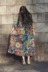 Xia Yusu làm bằng trái tim tự chế phong cách dân gian áo mùa xuân và mùa hè dài váy du lịch lỏng lẻo in bông và vải lanh ăn mặc váy suông dài qua gối Váy dài