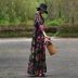 [Butterfly Love] Su Xin tự may váy phong cách dân tộc mùa xuân và mùa thu của phụ nữ retro nút đĩa váy dài in hình lỏng - Váy dài
