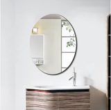 Зеркало в ванной комнате HD Гигинитарное зеркало овальное и изысканное края, водонепроницаемый водонепроницаемый, влажный зеркальный столик для ванной комнаты зеркало