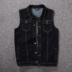 Chao béo hành tinh cỡ lớn denim vest nam cộng với phân bón XL chất béo lỏng không co giãn vest vest nam - Dệt kim Vest áo len cho nam Dệt kim Vest