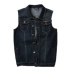 Chao béo hành tinh cỡ lớn denim vest nam cộng với phân bón XL chất béo lỏng không co giãn vest vest nam - Dệt kim Vest