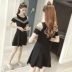 2018 mùa hè mới thời trang Hàn Quốc tính khí nữ từ cổ áo quây mỏng ngắn tay một từ váy váy nữ