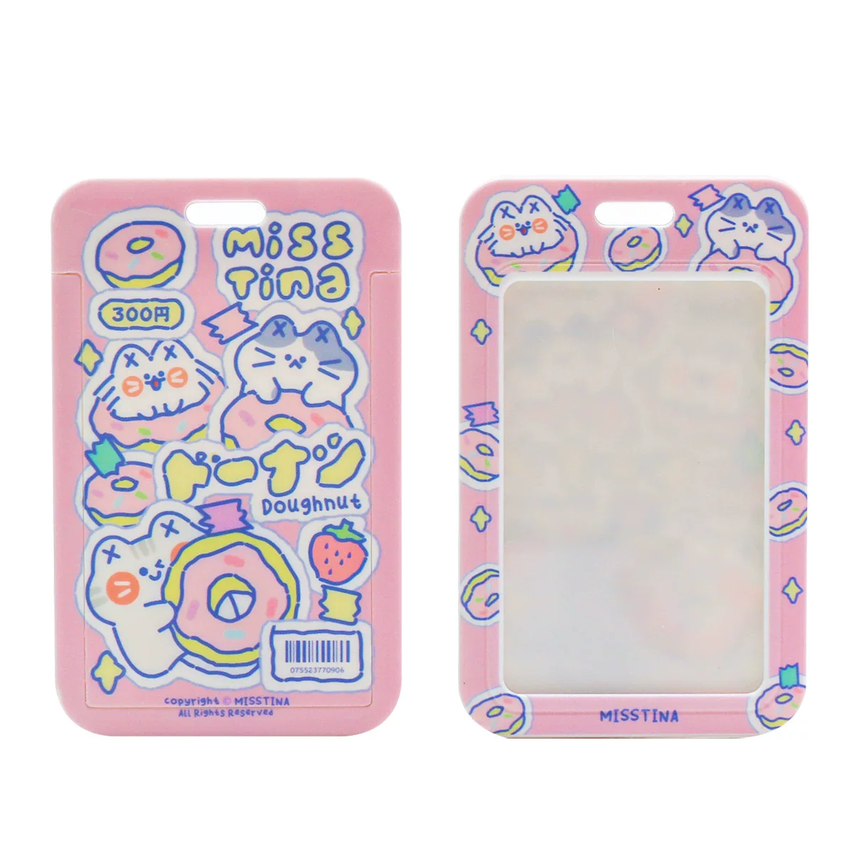 Donut, cute set, travel card case, card holder, genuine strap