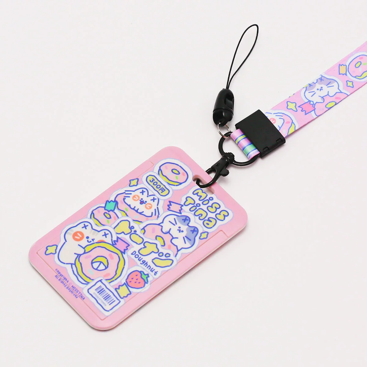 Donut, cute set, travel card case, card holder, genuine strap