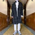 71T mùa thu và mùa đông áo khoác len mới cho nam áo gió dài Hàn Quốc kẻ sọc lỏng lẻo phù hợp với xu hướng - Áo len