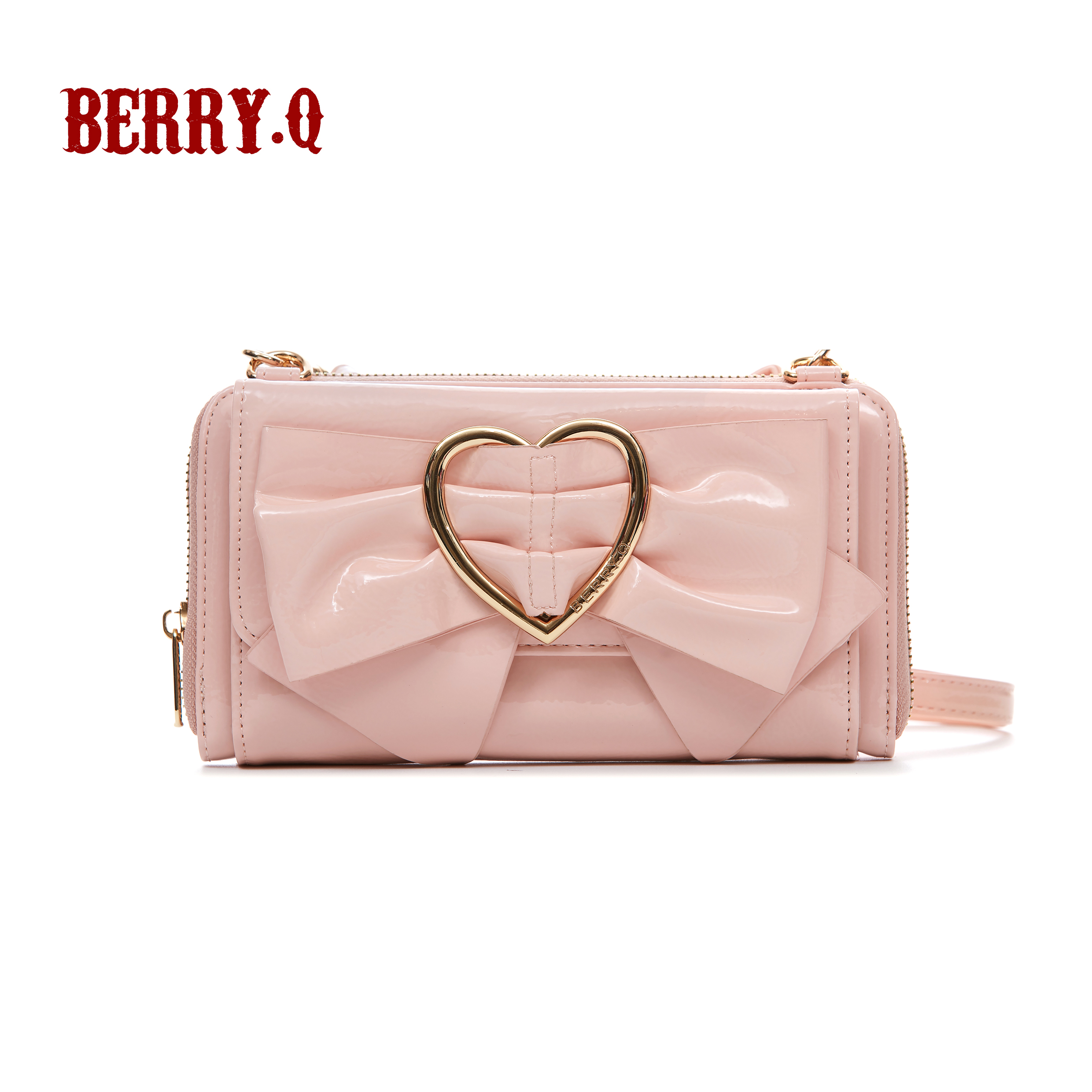 Barbie PowderBQ-COCO- Patent leather Melon lines bow Handbag Messenger coin purse Mobile phone bag Card bag lolita hold in the hand
