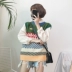 Mùa xuân phụ nữ Hàn Quốc phiên bản mới retro lỏng trẻ em vui vẻ màu khâu vest vest ngọt ngào sinh viên hoang dã áo len Áo len