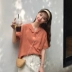 2018 mùa hè mới Hàn Quốc phiên bản của màu rắn đơn ngực lượn sóng nhỏ phù hợp với cổ áo ngắn tay áo sơ mi mỏng áo sơ mi nữ quần áo Áo sơ mi