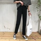 Thu đông 2018 phiên bản mới của Hàn Quốc quần lưng cao màu đen giản dị quần dài sinh viên chín điểm quần jeans nữ dáng lửng hoang dã